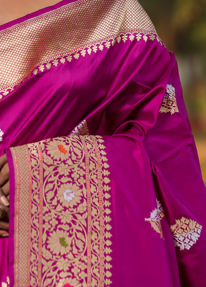 Purple Katan Pure Silk Saree With Blouse Piece