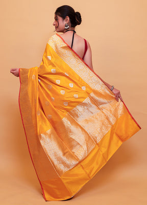 Mustard Katan Pure Silk Saree With Blouse Piece