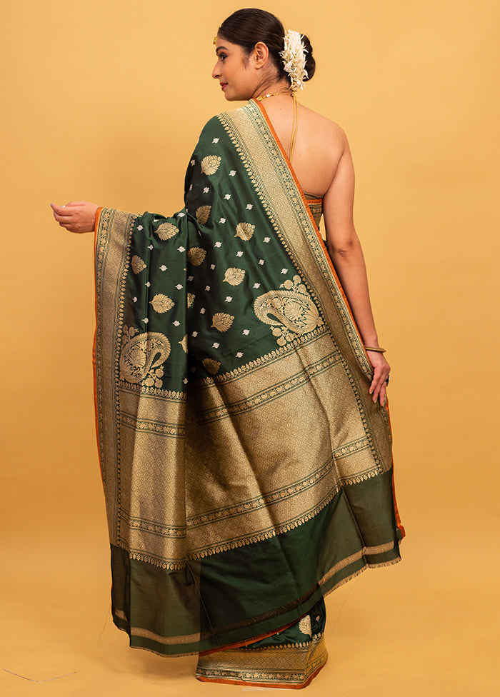 Green Katan Pure Silk Saree With Blouse Piece