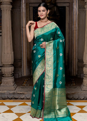 Green Katan Pure Silk Saree With Blouse Piece