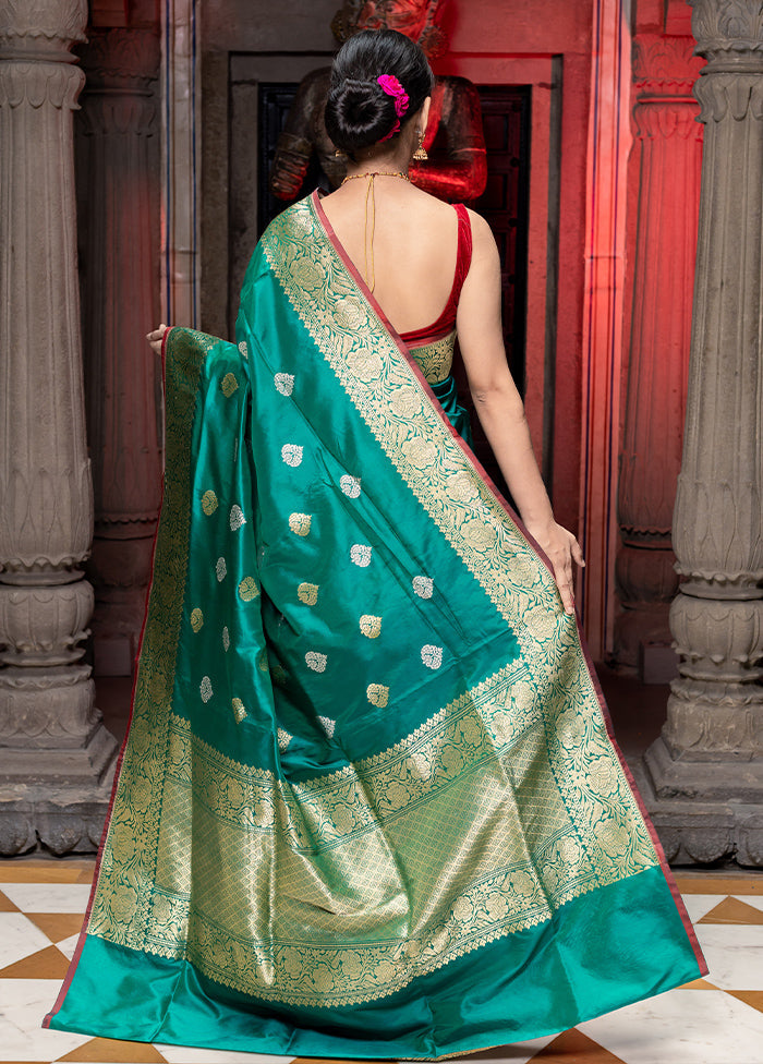 Green Katan Pure Silk Saree With Blouse Piece