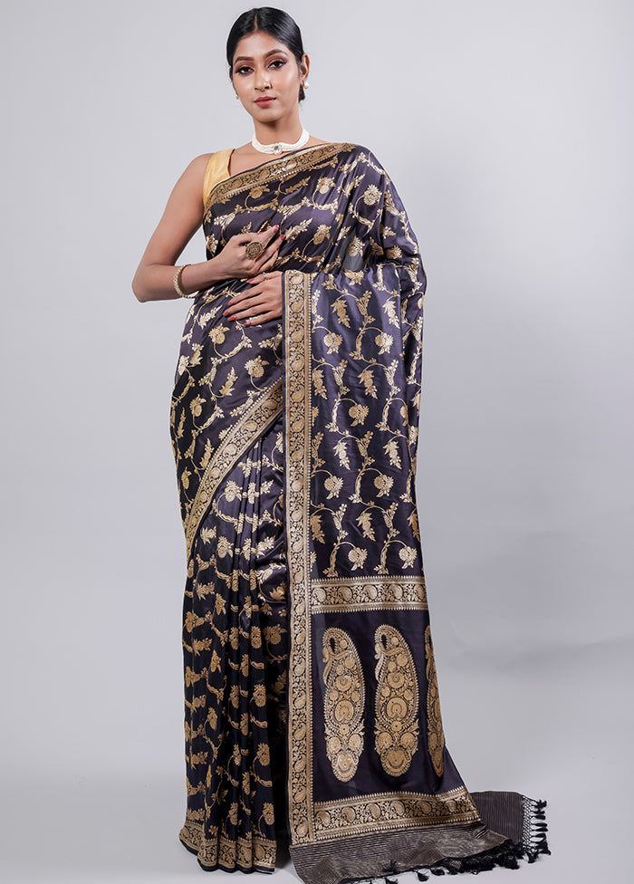 Black Katan Pure Silk Saree With Blouse Piece