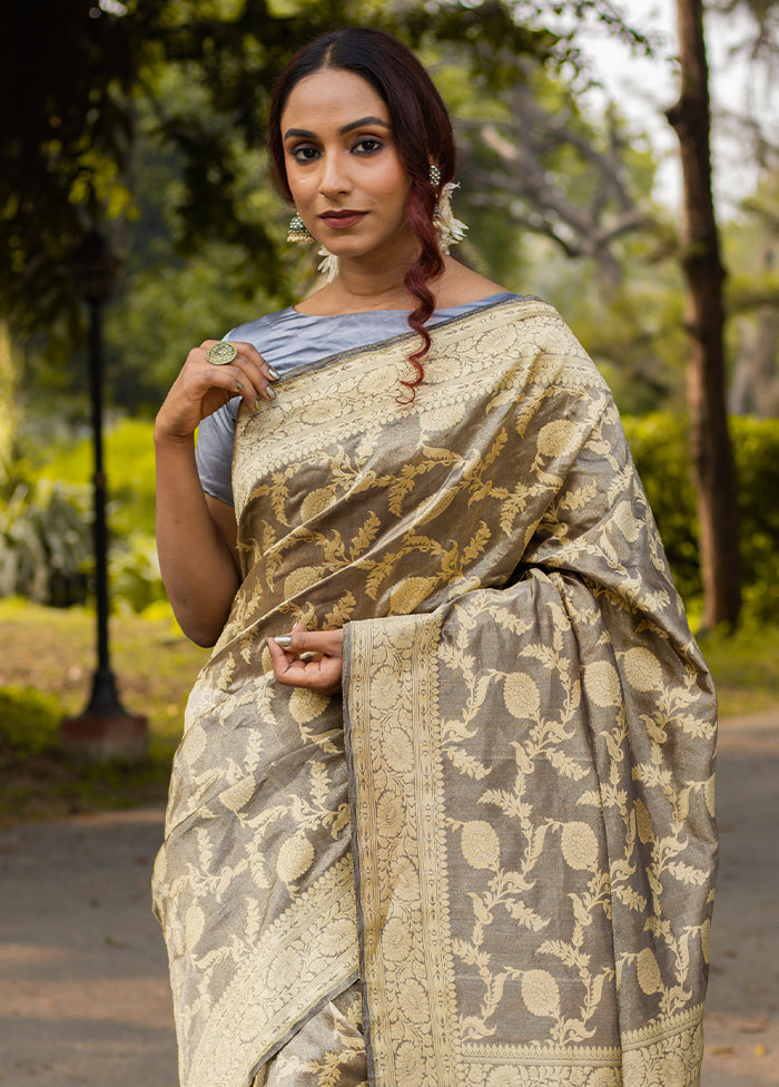 Black Pure Tissue Silk Saree With Blouse Piece