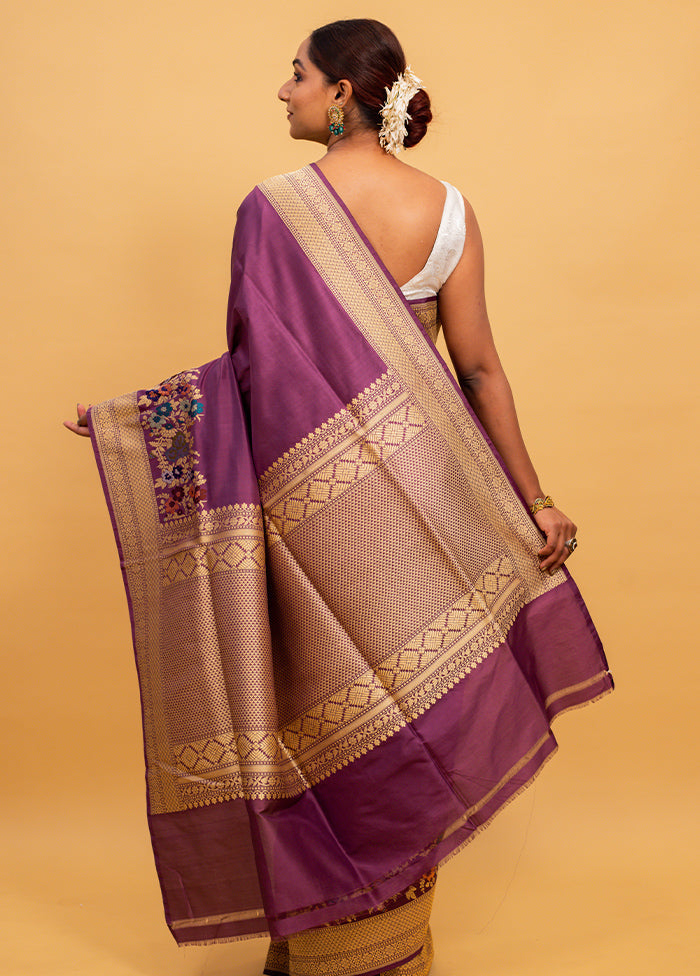 Magenta Katan Pure Silk Saree With Blouse Piece