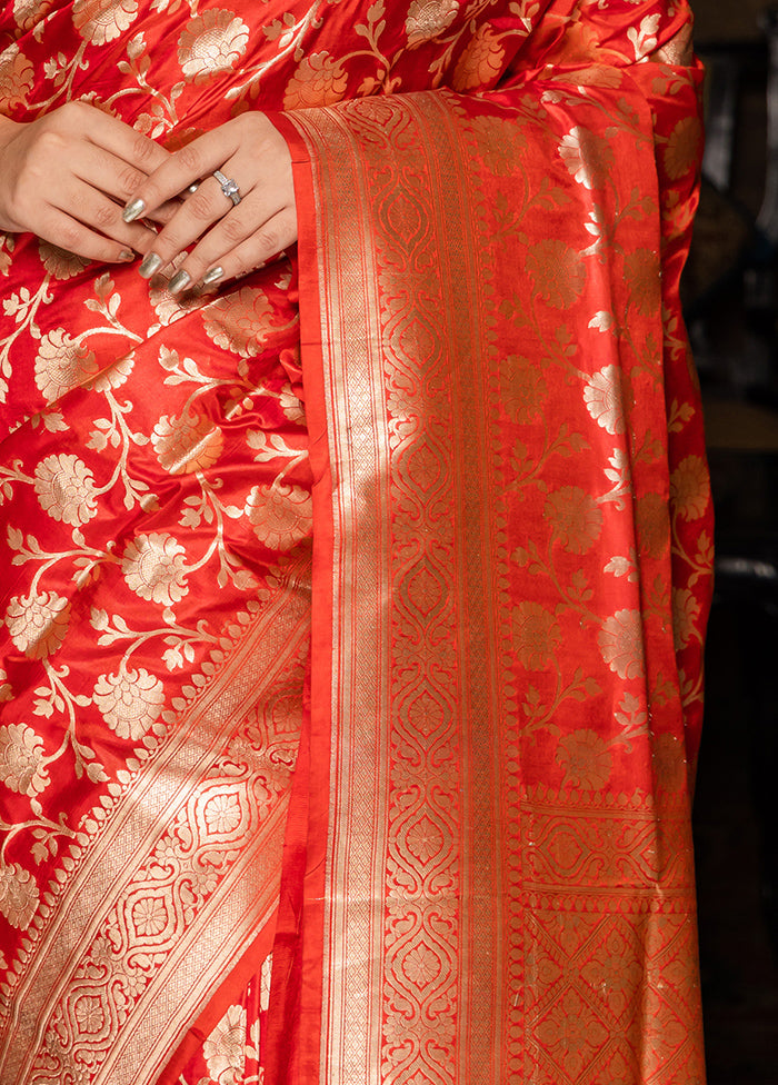 Red Katan Pure Silk Saree With Blouse Piece