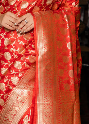 Red Katan Pure Silk Saree With Blouse Piece