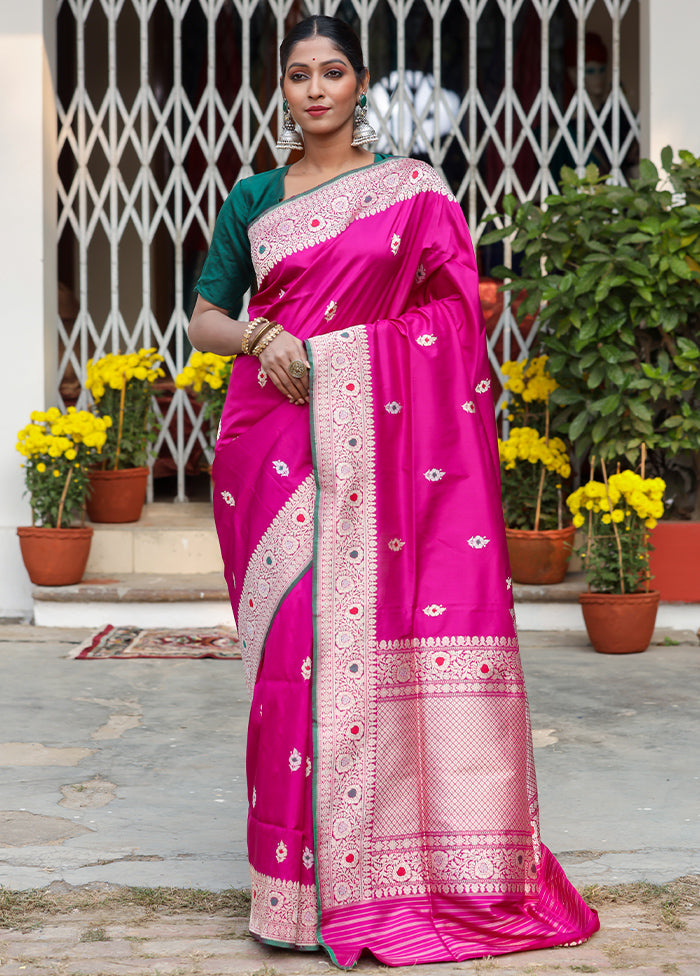 Magenta Katan Pure Silk Saree With Blouse Piece