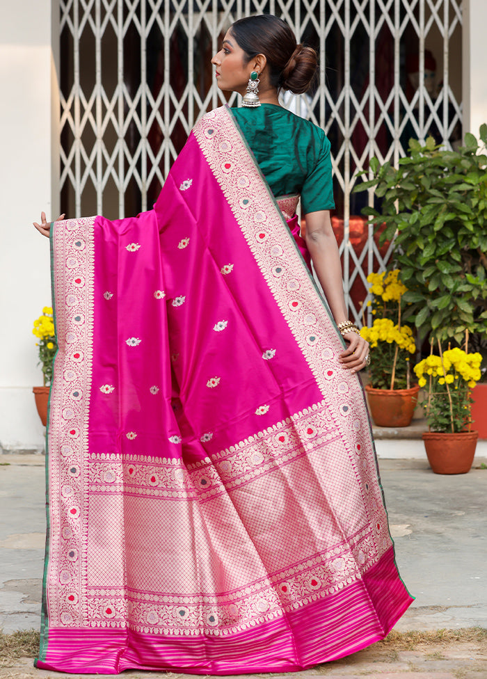 Magenta Katan Pure Silk Saree With Blouse Piece