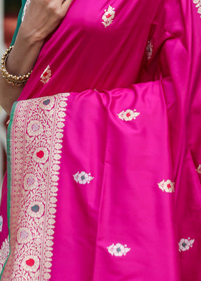 Magenta Katan Pure Silk Saree With Blouse Piece