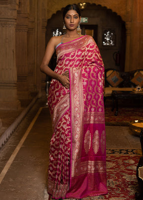 Pink Katan Pure Silk Saree With Blouse Piece