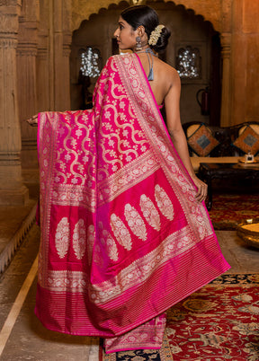 Pink Katan Pure Silk Saree With Blouse Piece