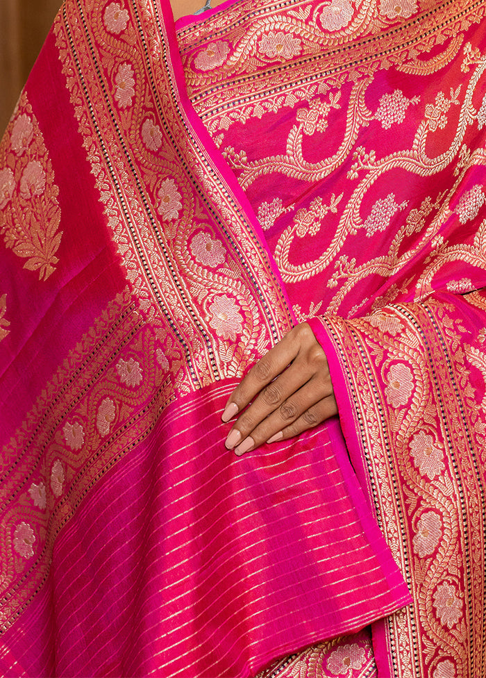 Pink Katan Pure Silk Saree With Blouse Piece