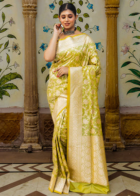 Pista Green Katan Pure Silk Saree With Blouse Piece