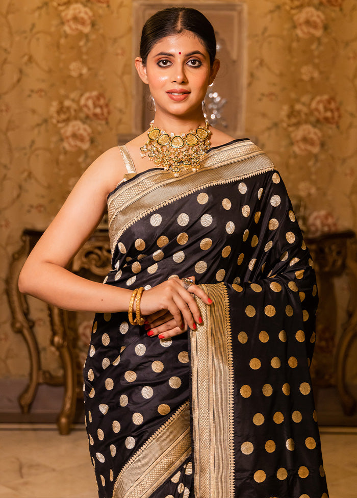 Black Katan Pure Silk Saree With Blouse Piece