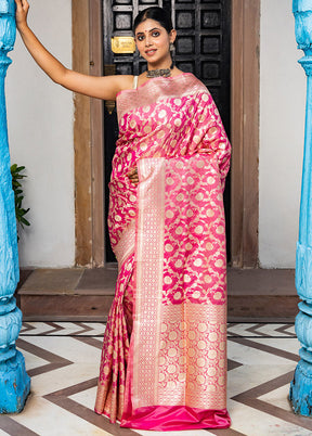 Pink Katan Pure Silk Saree With Blouse Piece