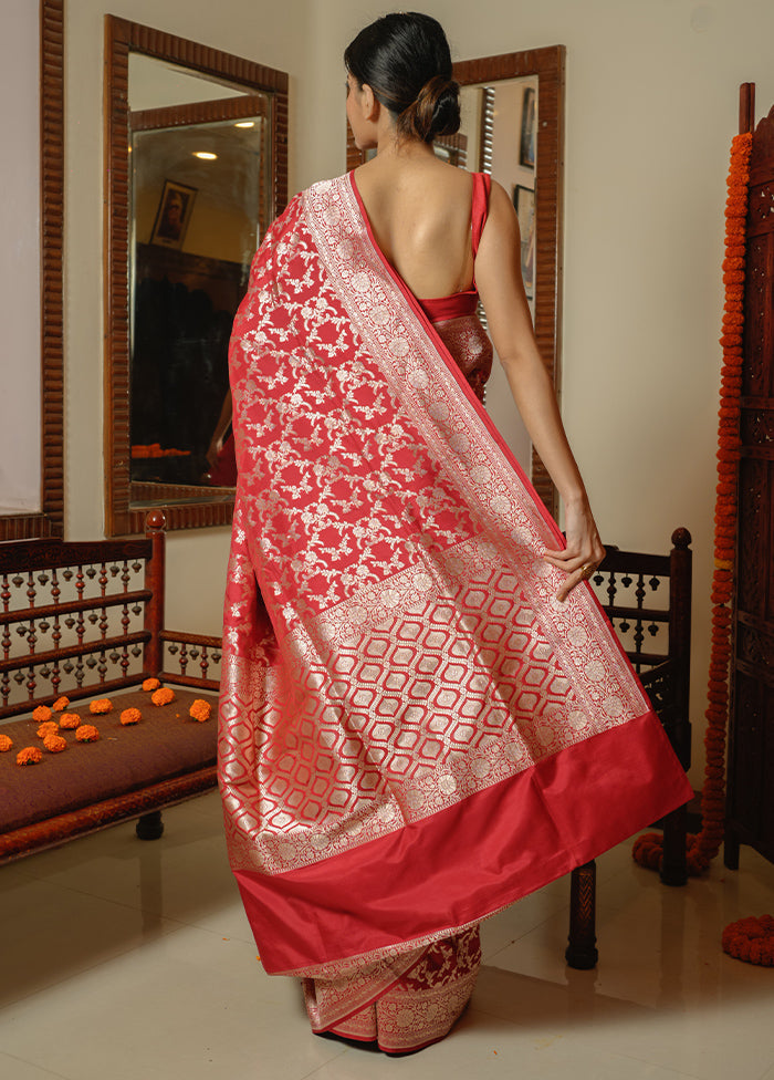 Red Katan Pure Silk Saree With Blouse Piece