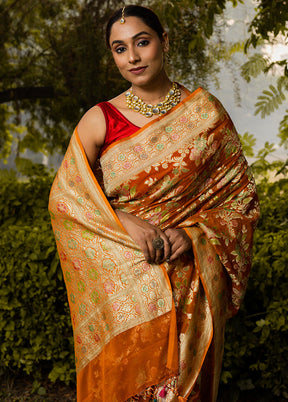 Rust Pure Georgette Saree With Blouse Piece