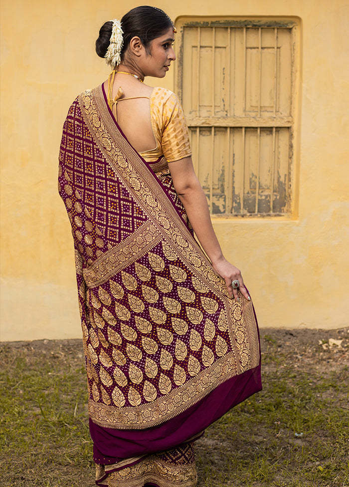 Purple Pure Georgette Saree With Blouse Piece