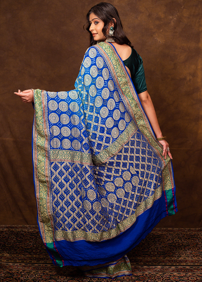 Blue Pure Georgette Saree With Blouse Piece