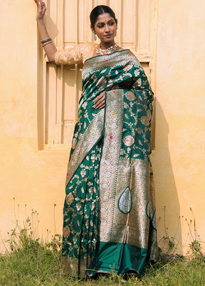 Green Katan Pure Silk Saree With Blouse Piece