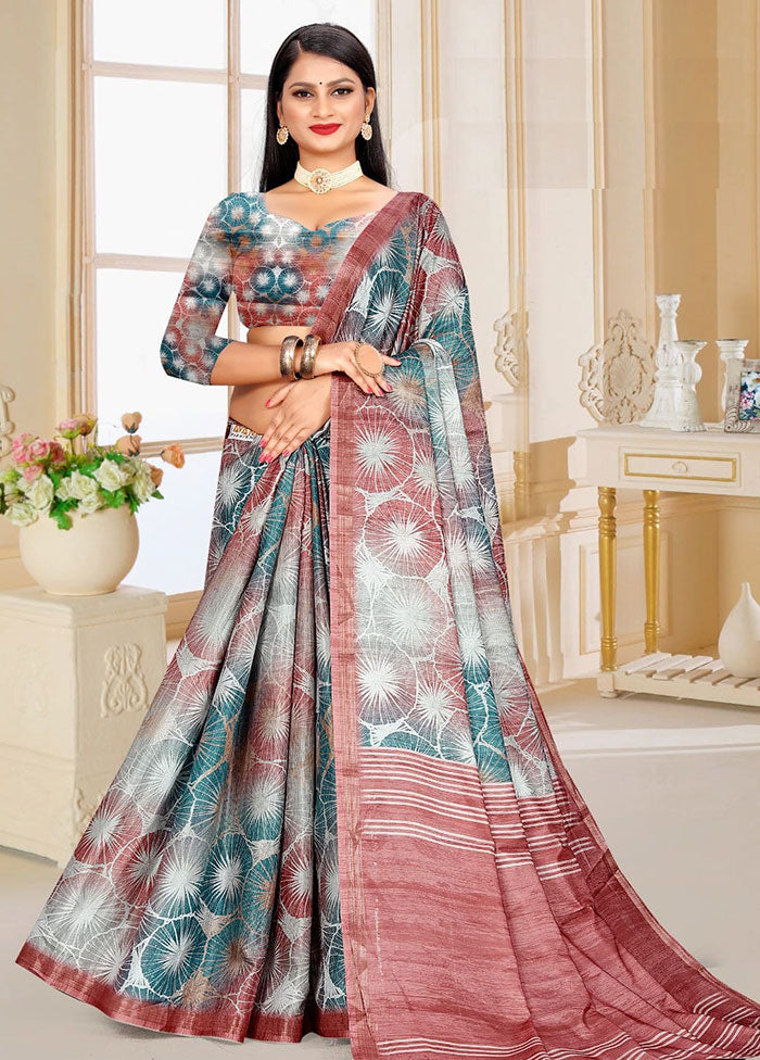 Blue Spun Silk Saree With Blouse Piece - Indian Silk House Agencies