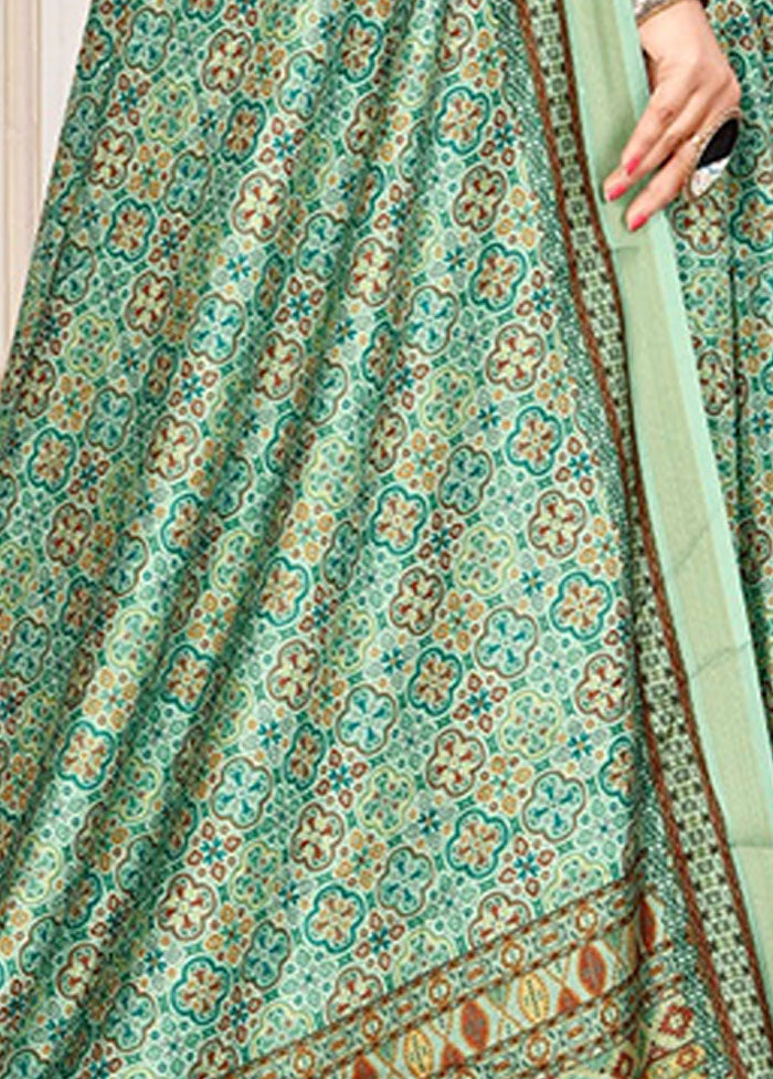 Light Green Spun Silk Saree With Blouse Piece - Indian Silk House Agencies