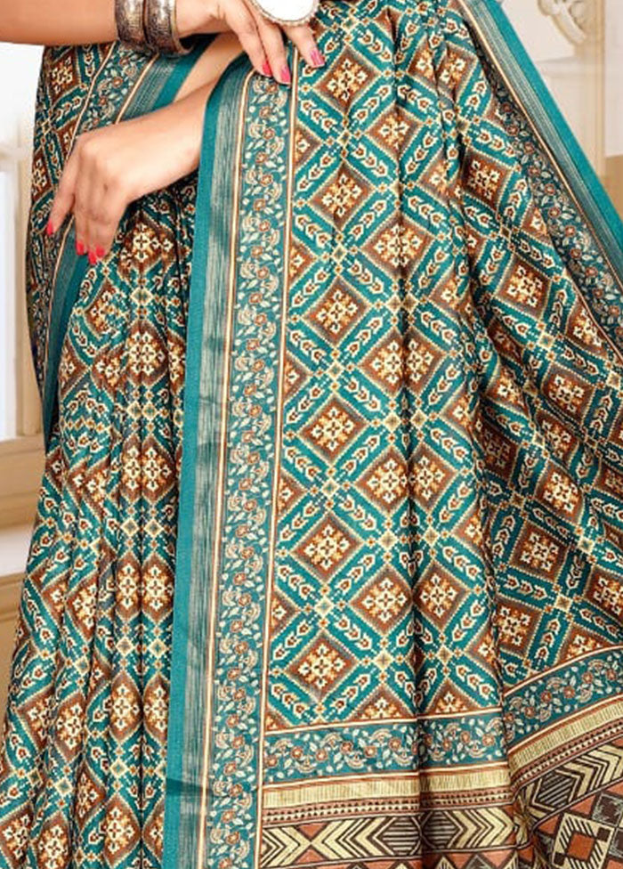 Light Blue Spun Silk Saree With Blouse Piece - Indian Silk House Agencies