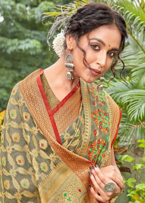 Grey Spun Silk Saree With Blouse Piece - Indian Silk House Agencies