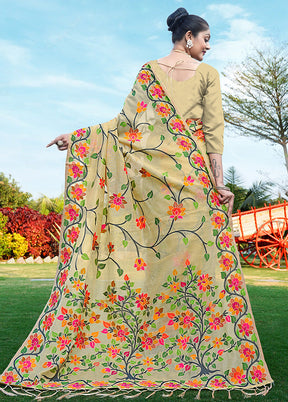 Beige Silk Saree With Blouse Piece