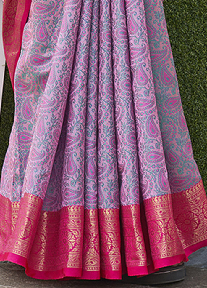 Lavender Dupion Silk Saree With Blouse Piece - Indian Silk House Agencies