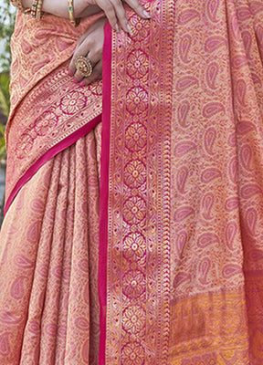 Peach Dupion Silk Saree With Blouse Piece - Indian Silk House Agencies