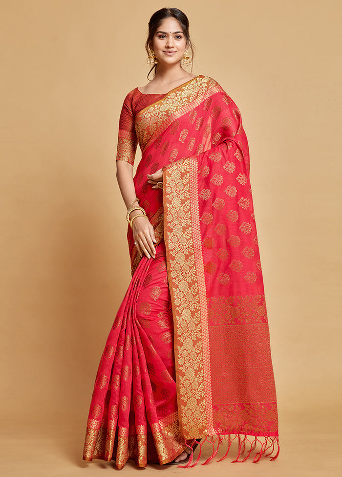 Pink Chanderi Silk Saree With Blouse Piece - Indian Silk House Agencies