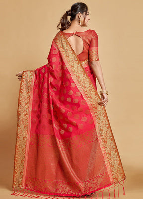 Pink Spun Silk Saree With Blouse Piece - Indian Silk House Agencies