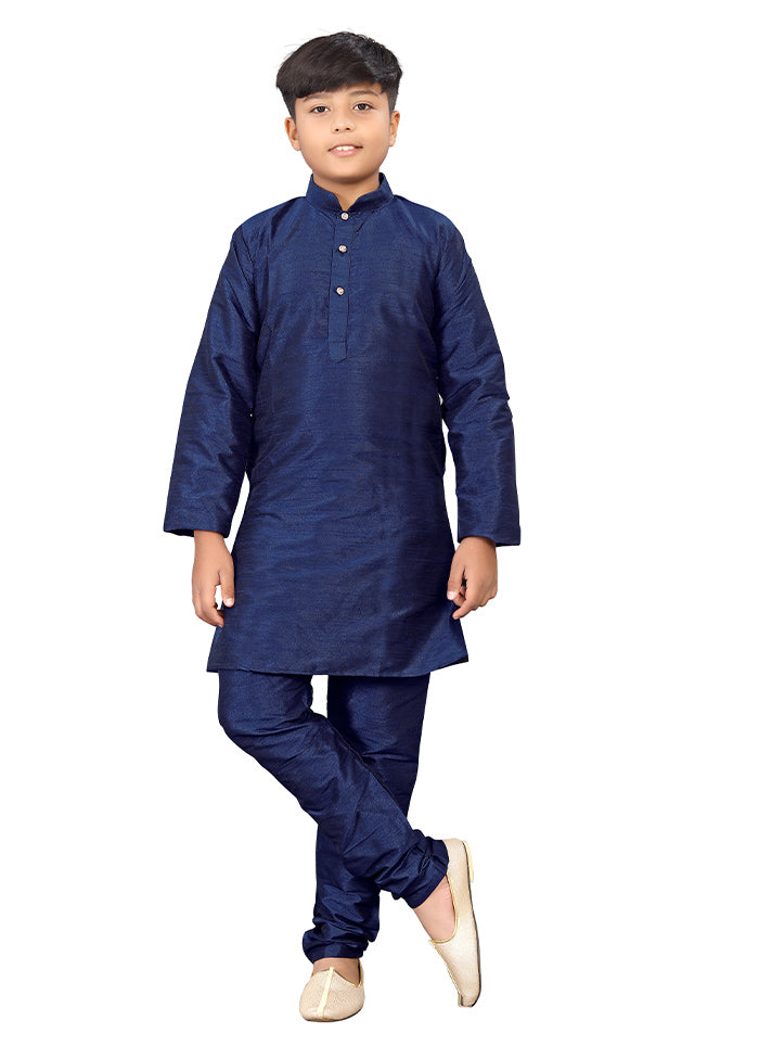 2 Pc Blue Pure Silk Kurta Pajama Set - Indian Silk House Agencies