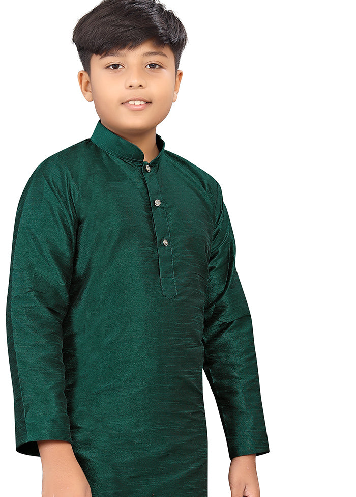 2 Pc Green Pure Silk Kurta Pajama Set - Indian Silk House Agencies