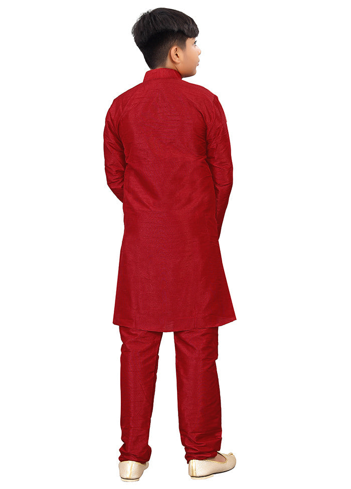 2 Pc Maroon Pure Silk Kurta Pajama Set - Indian Silk House Agencies