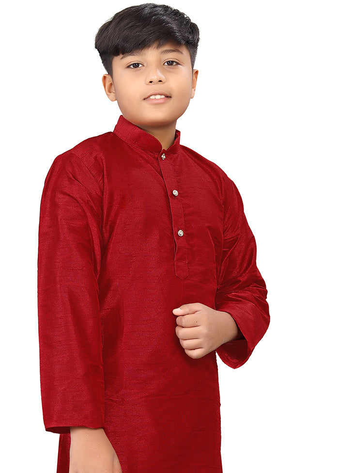 2 Pc Maroon Pure Silk Kurta Pajama Set - Indian Silk House Agencies