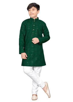 2 Pc Green Pure Silk Kurta Pajama Set - Indian Silk House Agencies