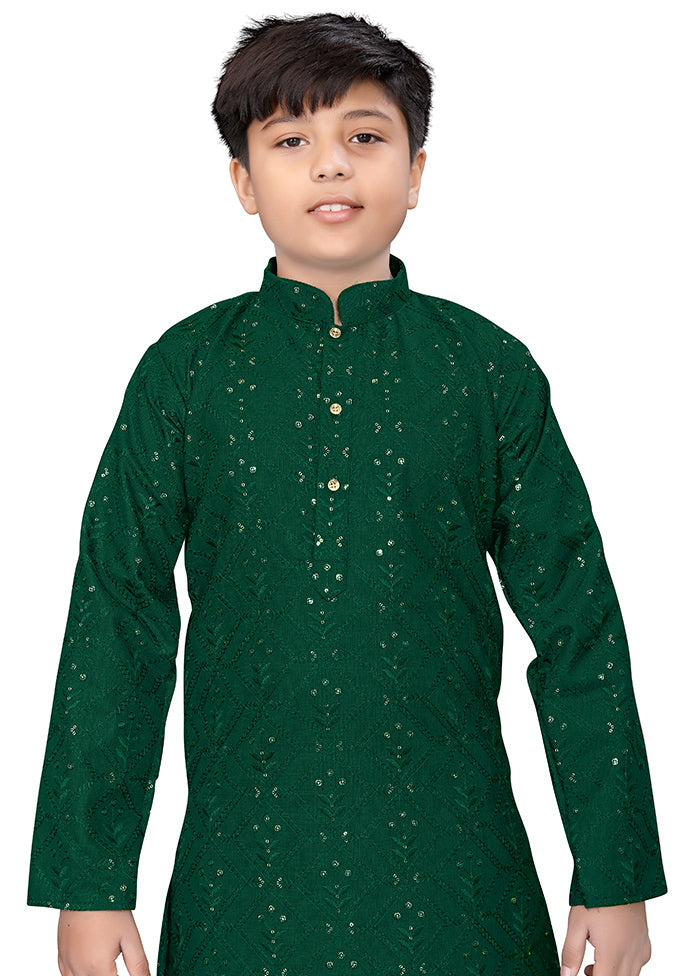 2 Pc Green Pure Silk Kurta Pajama Set - Indian Silk House Agencies