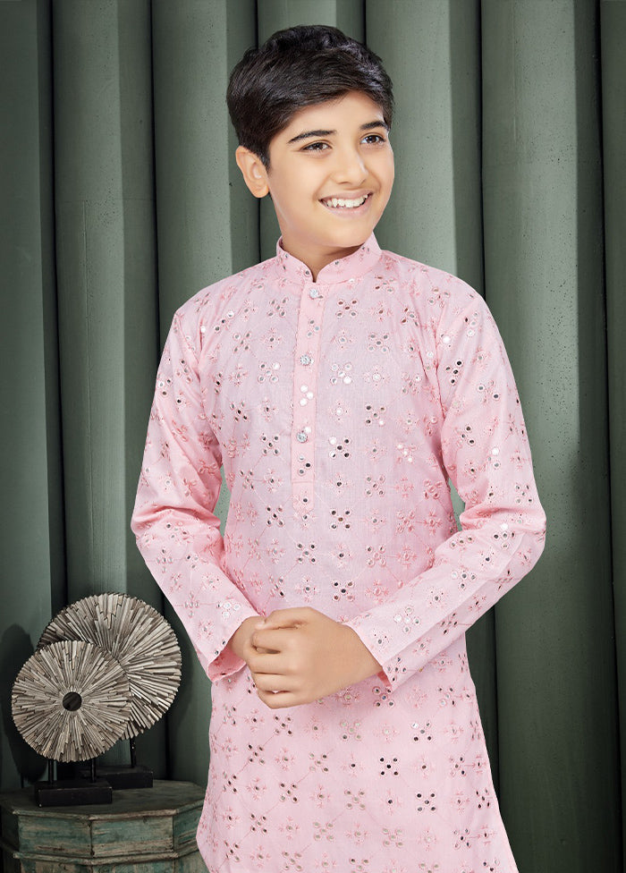 2 Pc Pink Cotton Kurta Pajama Set - Indian Silk House Agencies