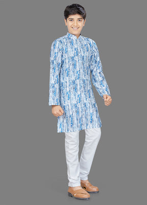 2 Pc Light Blue Cotton Kurta Pajama Set - Indian Silk House Agencies