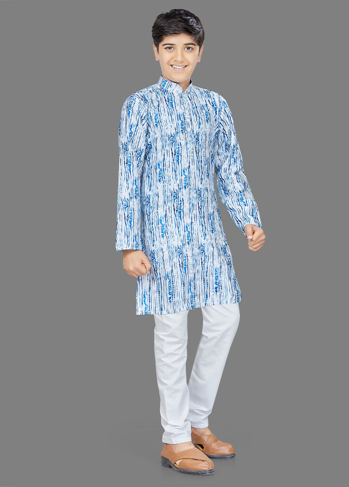 2 Pc Light Blue Cotton Kurta Pajama Set - Indian Silk House Agencies