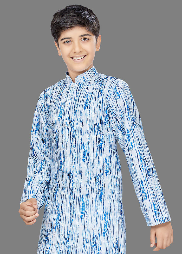 2 Pc Light Blue Cotton Kurta Pajama Set - Indian Silk House Agencies