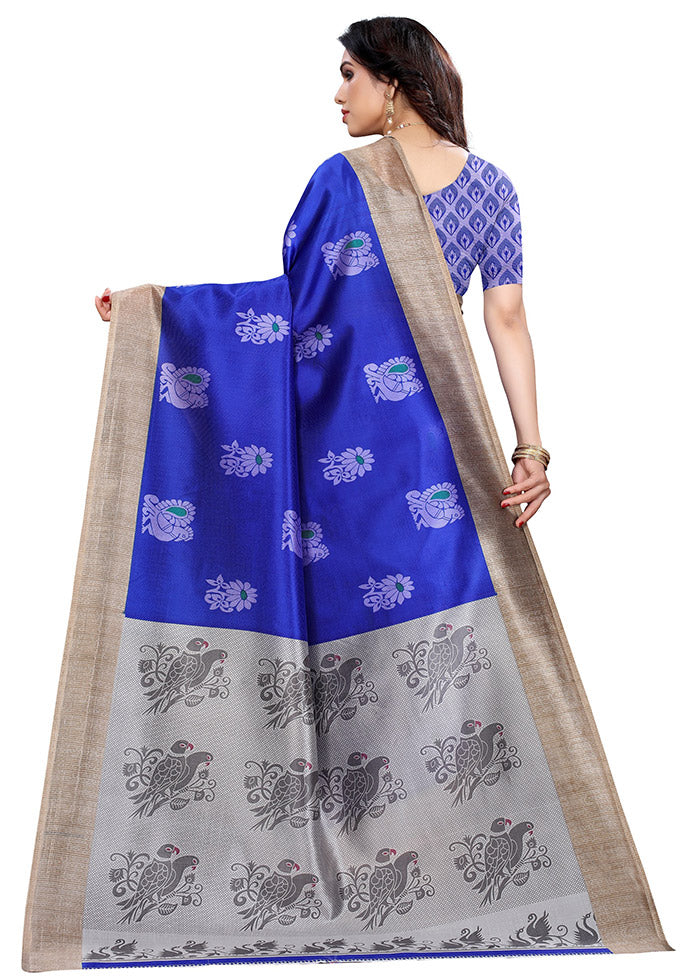 Blue Spun Silk Woven Saree With Blouse Piece - Indian Silk House Agencies