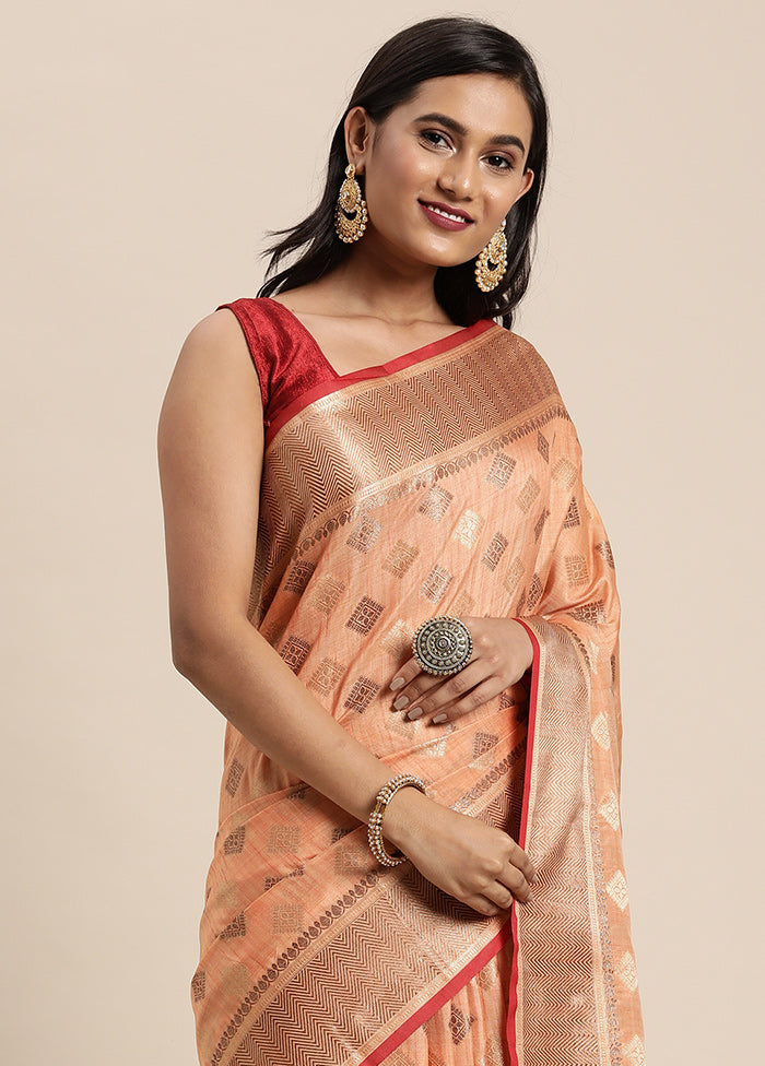 Orange Chanderi Silk Saree With Blouse Piece - Indian Silk House Agencies