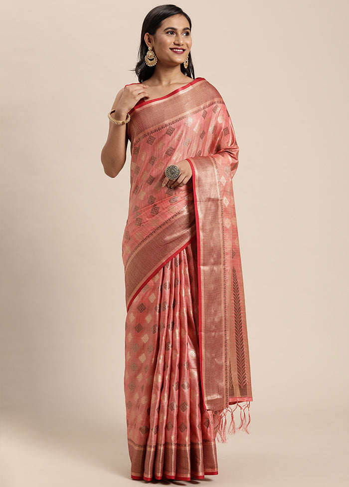 Pink Chanderi Silk Saree With Blouse Piece - Indian Silk House Agencies