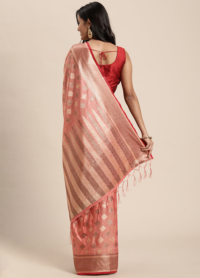 Pink Chanderi Silk Saree With Blouse Piece - Indian Silk House Agencies