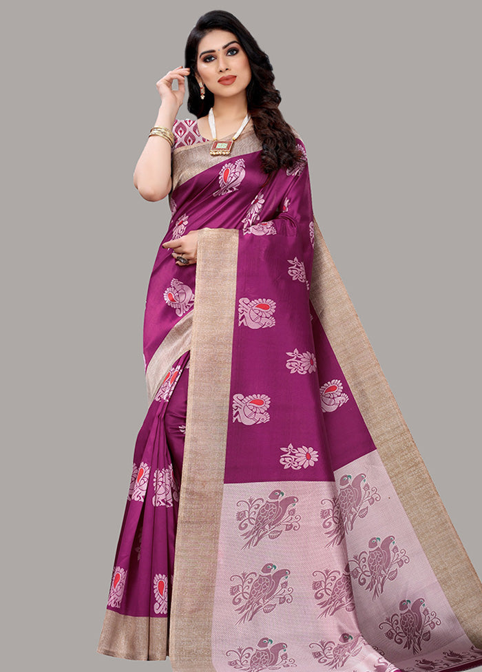 Magenta Spun Silk Woven Saree With Blouse Piece - Indian Silk House Agencies