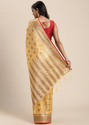 Yellow Chanderi Silk Saree With Blouse Piece - Indian Silk House Agencies