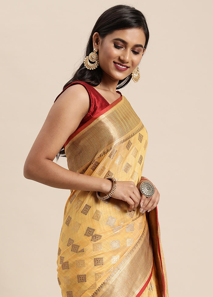 Yellow Chanderi Silk Saree With Blouse Piece - Indian Silk House Agencies